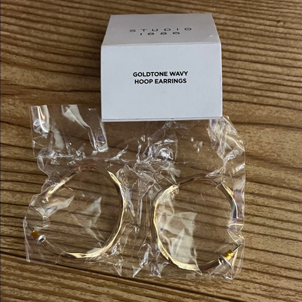 Goldtone Wavy Hoop Earrings